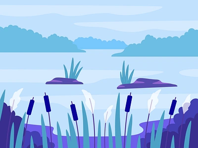 Lake | "MindLlama" App Locations Set app background branding design digital art graphic illustration illustration art lake landscape location ui vector vector art