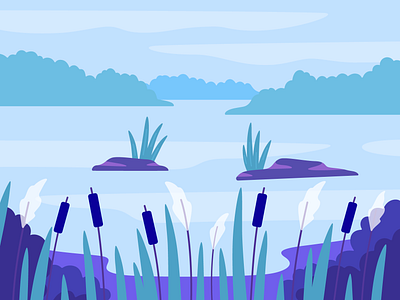 Lake | "MindLlama" App Locations Set app background branding design digital art graphic illustration illustration art lake landscape location ui vector vector art