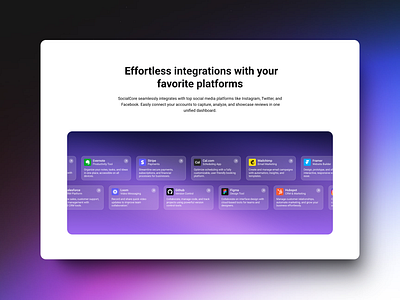 Integrations - SocialCore design integrations landing page saas saas landing page saas website ui ux website