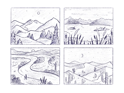 Sketches of Landscape Illustrations | "MindLlama" App design digital art graphic illustration illustration art landscape process sketches ui