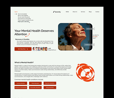 Serenity mental health website branding design desktop logo mental health mobile orange product design typography ui ui design ux view website