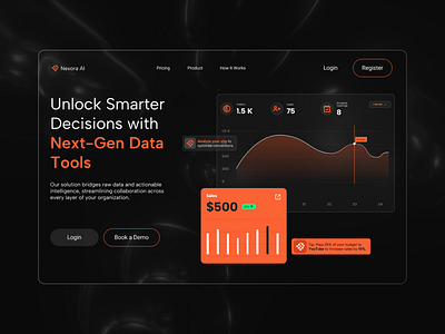 Landing Page Design for Data Analyst Platform Nexora AI ai landing page business data dashboard landing page data analist data landing page data peformance data ui figma figma web landing page tech landing page tech website ui ux ui web design