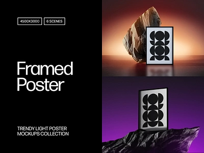 Framed Poster Mockups Collection 3d 3d mockup backlight download frame frame mockup framed frames light mockup neon pixelbuddha poster poster mockup posters psd rock stone template tube