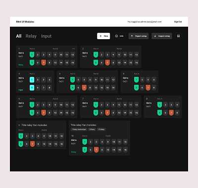 relay Modules admin black bloc electric figma input interface out relay ui