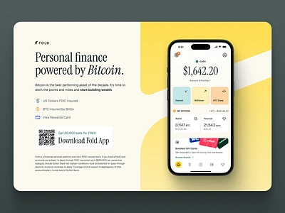 Fold App UI Exploration app design branding clean ui cream finance finance app fintech hero section iconography instrument serif iphone mock up landing page mockup product design ui uiux ux website design website landing page yellow