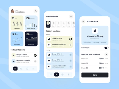 Medicine Reminder Mobile App android app design doctor health health app health care healthcare app ios medical medicine mobile app mobile app design modern ui pattient pharmacy prescription reminder ui ui design