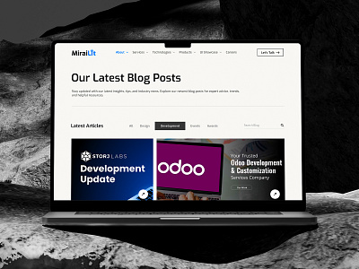 Mirailit - Blog Landing Page Website article blog page blog site blog ui blog website blogging clean homepage journal landign landing page modern newsletter post ui ui design uiux web web design website