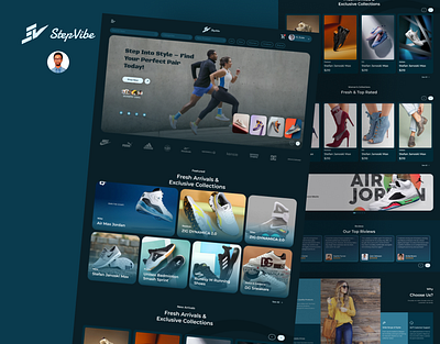 StepVibe Landing Page | Online Shoe Shop | Ecommerce | UI/UX 2024 case study figma hero design landing page landing page ui online platform product design shoe shop shoe website trending ui ui ui design uiux web design website design