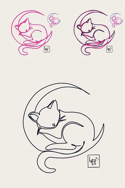 One-Line Art - Moon Cat character design design drawing illustration one line art print procreate