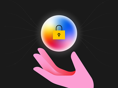 Data Security data security gradients hand illustration lock orb power stylized tech vector