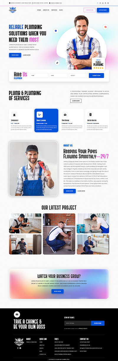 Plumber Website design! branding css design elementor figma graphic design illustration landing page logo photoshop ui ui design uiux ux design web web design website website design wordpress