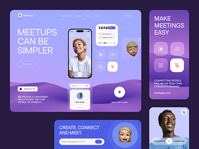 Website for a Communication App ✦ MeetApp design interface product service startup ui ux web website