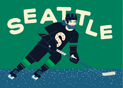 Kraken Hockey art character hockey illustration player print seattle sports team texture