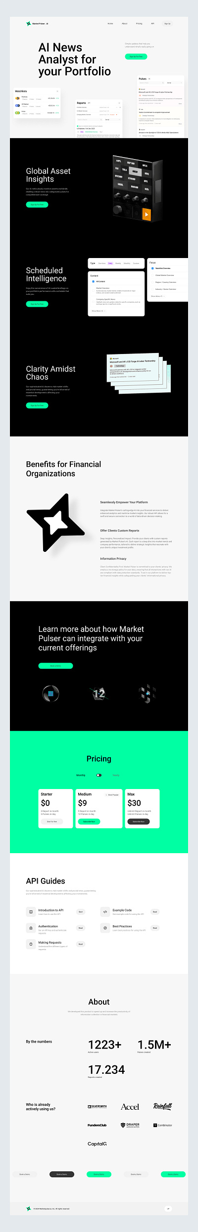 market pulser . ai adaptive ai assistent bitcoin btc change coins crypto figma filters landing mobile news portfolio pulse reports solana ui watchlist webdesign