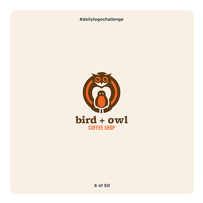 Bird and Owl Coffee Shop Logo - #dailylogochallenge bird brown challenge coffee daily design early graphic design illustration illustrator logo orange owl robin shop vector