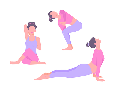 Yoga Poses Illustrations | Yoga App branding character design design digital art graphic illustration illustration art poses style ui ui illustrations vector vector art yoga yoga illustrations