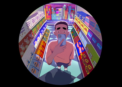 Corner Store Selfies 2d art cartoon character illustration