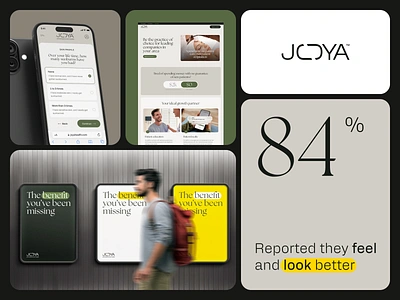 Branding and product design for JOYA benefits branding green landing page logo skin skin health yellow