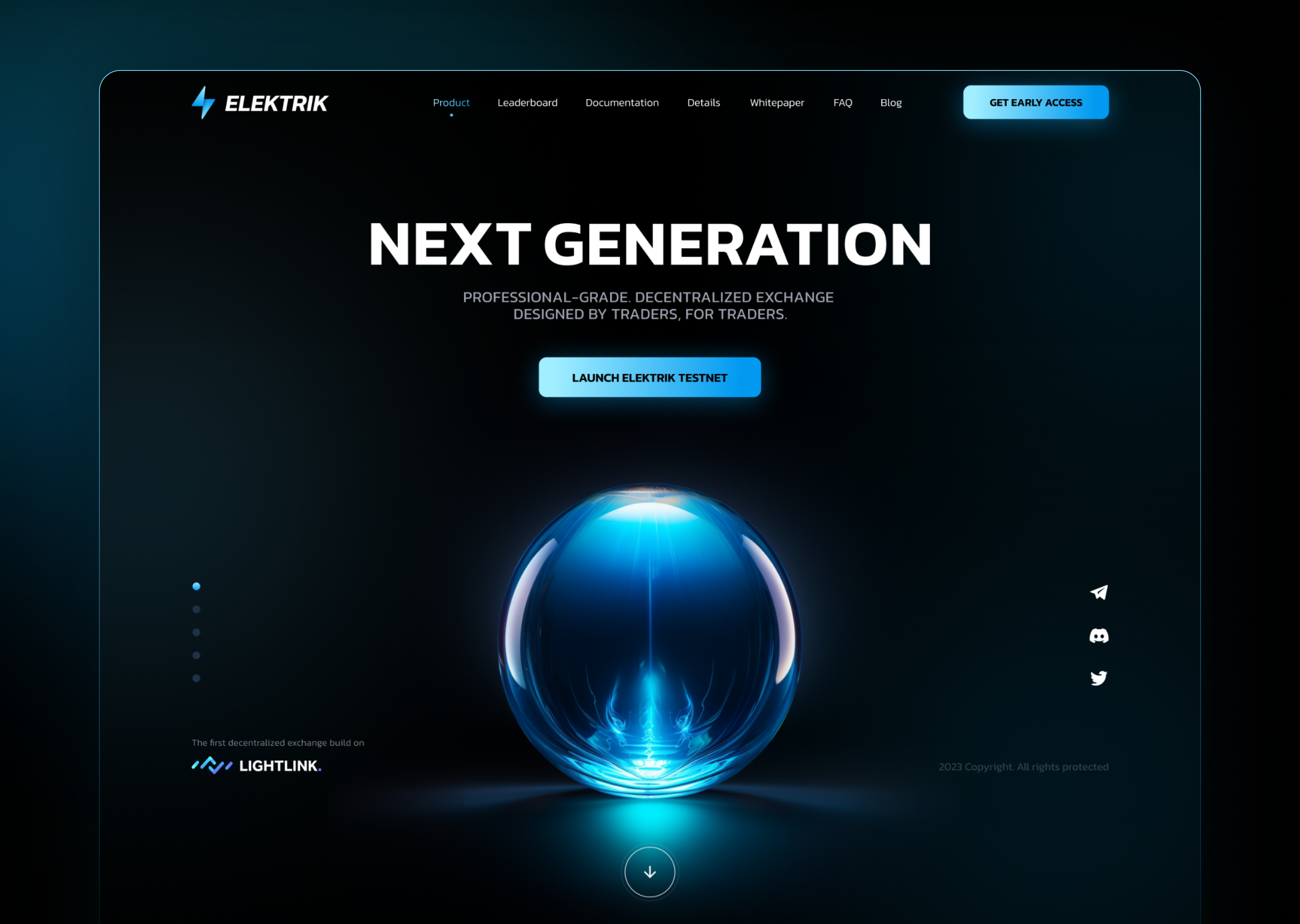 Example of Elektrik Web3 DEX Website