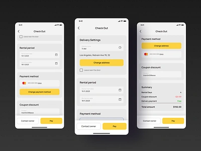 Checkout for Rental mobile app app app design application application design checkout design mobile mobile app mobile design ui ui design uiux uiux design ux ux design