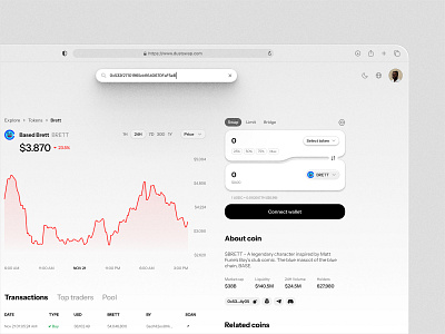 UI concept for a decentralized exchange. chart crypto exchange swap ui