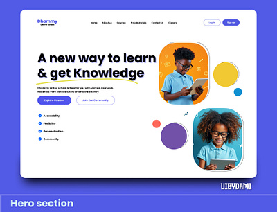 Hero section for E-learning platform app branding design graphic design illustration logo typography ui ux