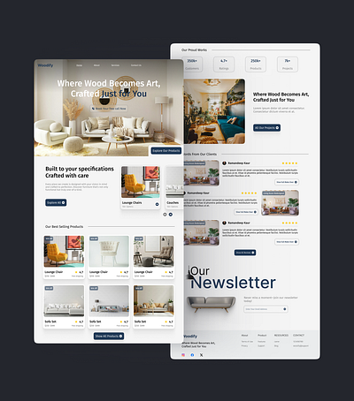 Woodify – Custom Furniture Web Experience branding customfurniture dribbbleshowcase furniturewebsite moderndesign ui uiuxdesign webdesigninspiration webmockup websitedesign