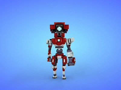 Robot 4 Voxel Character - 3D Lowpoly Model - Game Asset 3d 3d model character cyborg fantasy game asset game dev humanoid lowpoly magicavoxel mech player robot robots unity3d voxedit voxel art