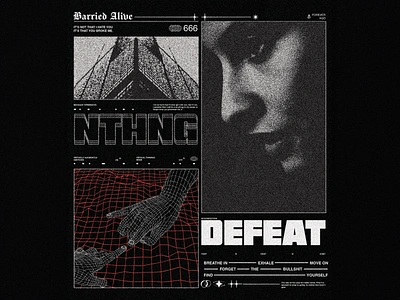 Defeat Brutalism Poster Edgy Poster Brand Typography Dark Red black branding cool design edgy face graphic graphic design illustration logo mesh minimal poster poster design red typography visual identity white wire