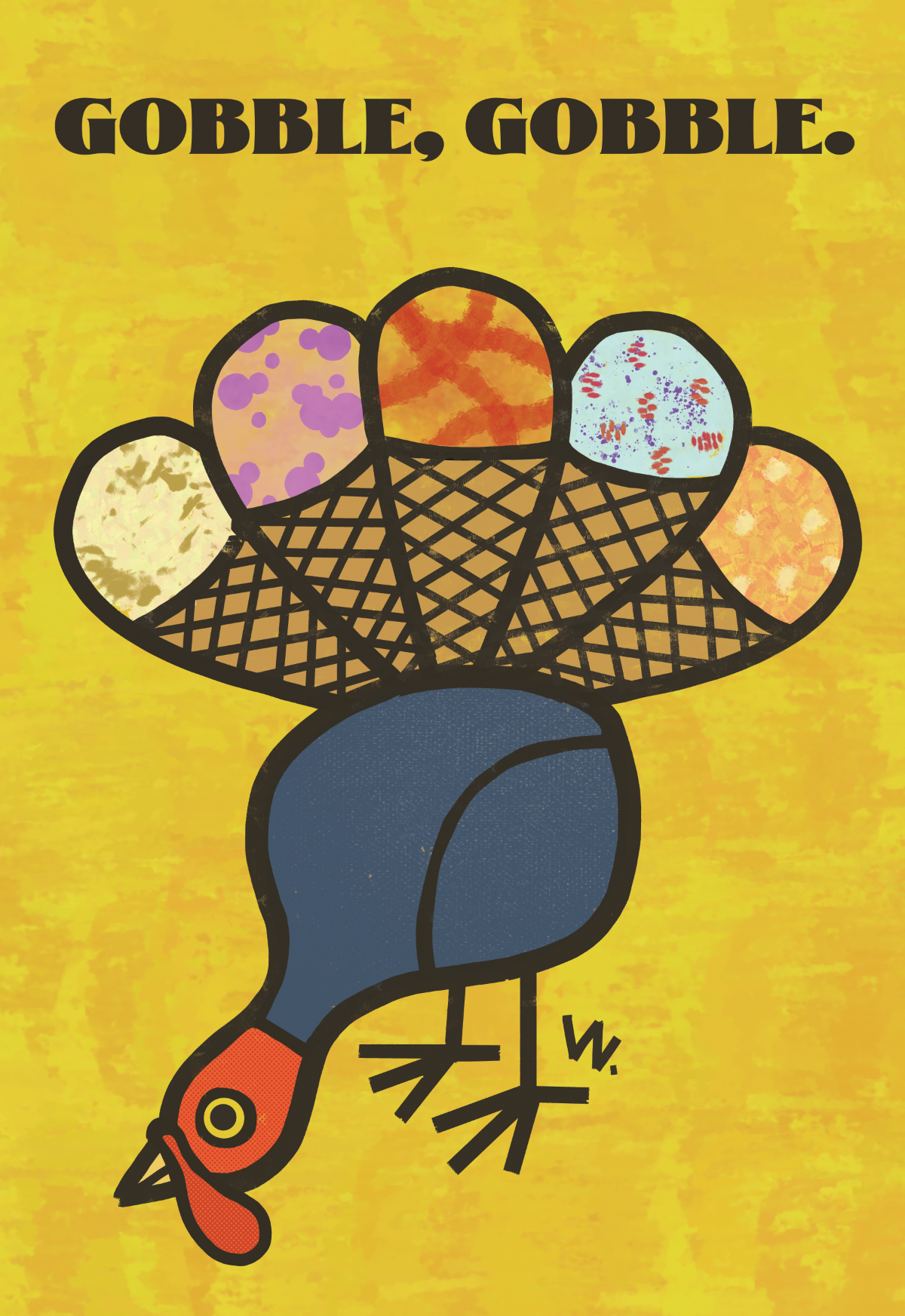 Gobble, Gobble cartoon illustration cartoon modern ice cream illustration poster poster art poster design seasonal illustration spot illustration thanksgiving turkey turkey day