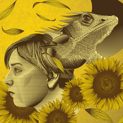 Animata Series - "Draconis" adobe illustrator animal bearded dragon design dragon flower graphic design illustration illustrator portrait sunflower vector