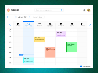 Morgen Calendar App 3d animation application branding calendar dashboard design desktop graphic design icons illustration landing page logo logo design mac mobile app typography ui ux web
