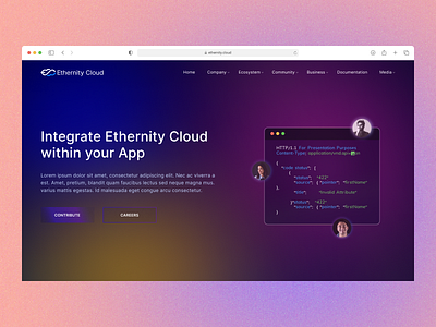 Ethernity Dev Landing Page 3d animation blockchain branding cloud crypto dashboard design gradient graphic design illustration landing page logo motion graphics ui web3 website