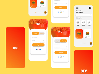 BFC Food Delivery Mobile App app bfc branding burger case study design fast food food and drink food and restaurants food app food delivery foodie ios minimalistic mobile app modern pos app service app simple uiux