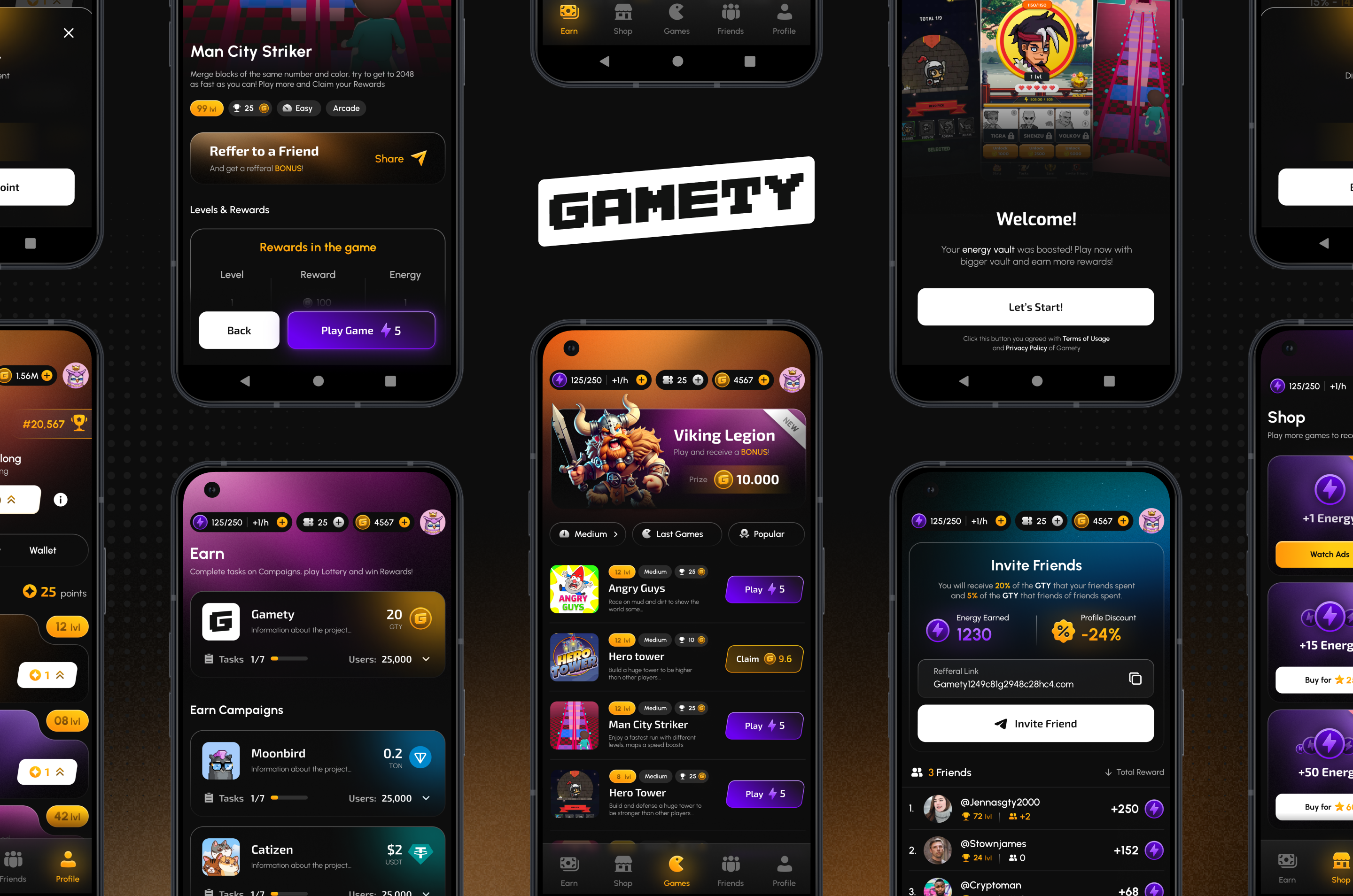 Gamety - Telegram MiniApp UIUX game game design game ui games gaming gaming app miniapp mobile mobile app telegram telegram app uiux web3