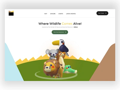 Zoo Landing Page(Header) 3d animal figma header landing ui ux web wild zoo