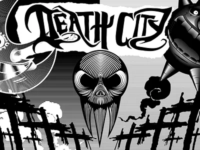 Death City Poster adobe illustrator animation anime black and white death design graphic design illustration illustrator moon poster skull soul eater sun typography vector