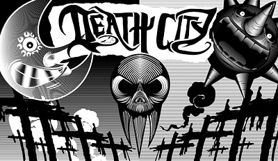 Death City Poster adobe illustrator animation anime black and white death design graphic design illustration illustrator moon poster skull soul eater sun typography vector