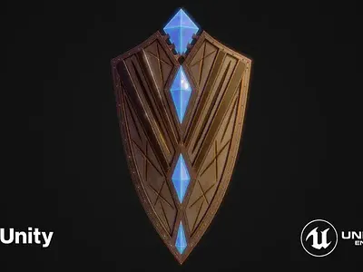 Escudo de fantasia 2 modelo 3D com texturas PBR