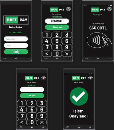 Baft Pay Payment System UI For Pos Device branding graphic design ui