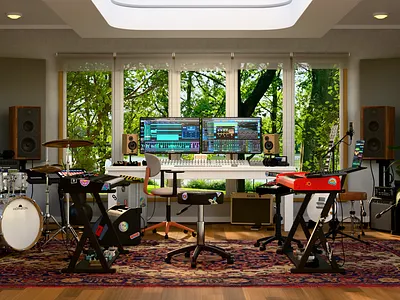 House Record Studio 3d ai blender illustration modeling music record studio ui