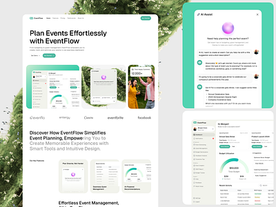 EventFlow - Event Management Landing Page b2c clean create event design event landing page event management landing landing page manage event minimal minimalist saas ui ui design user interface ux web web design website website design