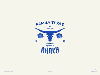 RANCH animal logo badge logo blue branding cow design floral flower graphic design illustration logo logo creation logo creator logo design print printing ranch texas vector vintage logo