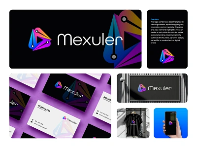 Mexler Play Arrow Tech Logo abstract app logo brand identity branding creative logo design gradient logo graphic design logo logo design logo designer logo identity minimal logo modern logo music music industry play tech industry tech logo triangle