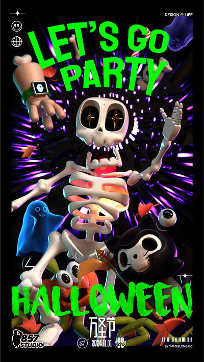 Halloween poster made with Blender 3d blender graphic design