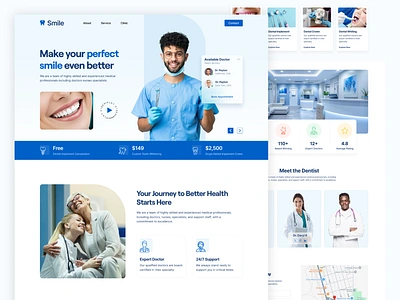 Dental Care Home Page / Landing Page dental care website doctors homepage landing page modern ui ui design uiux webdesign website