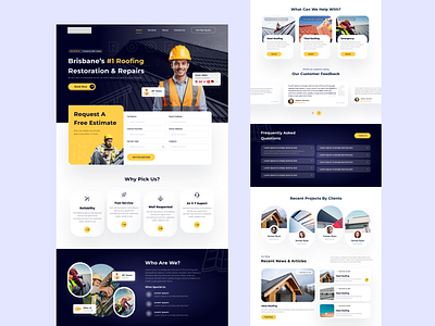 Roofing Website app branding commerce construction design engineer graphic design illustration logo roof roofing ui ux web