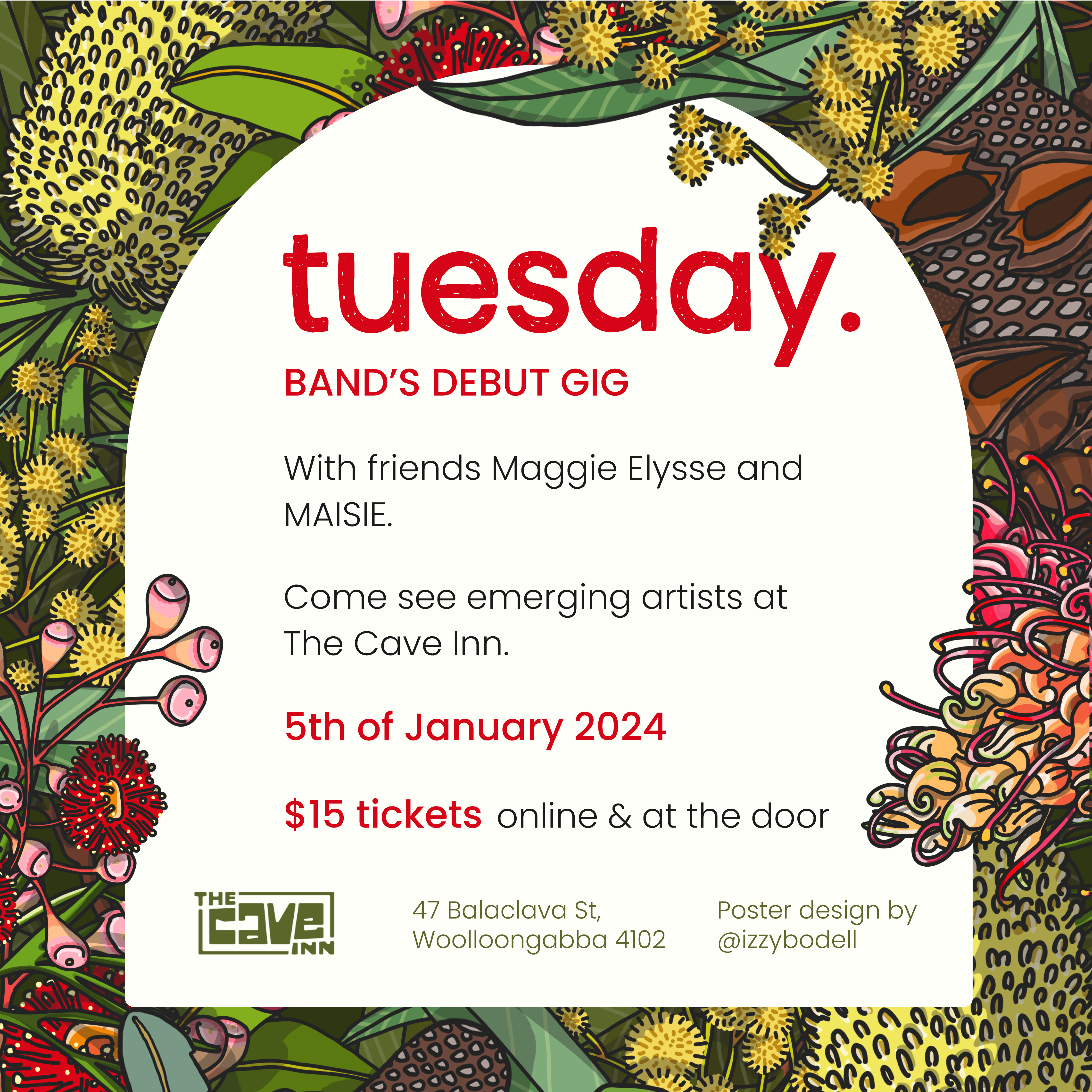 Tuesday. Band Poster adobe illustrator band poster branding design floral graphic design illustration illustrator logo poster