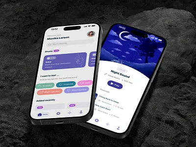 Relax & Recharge: Sleep & Meditation App UI calmdesign mindfulnessapp mobileappdesign productdesign sleepui uidesign uxdesign