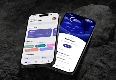 Relax & Recharge: Sleep & Meditation App UI calmdesign mindfulnessapp mobileappdesign productdesign sleepui uidesign uxdesign